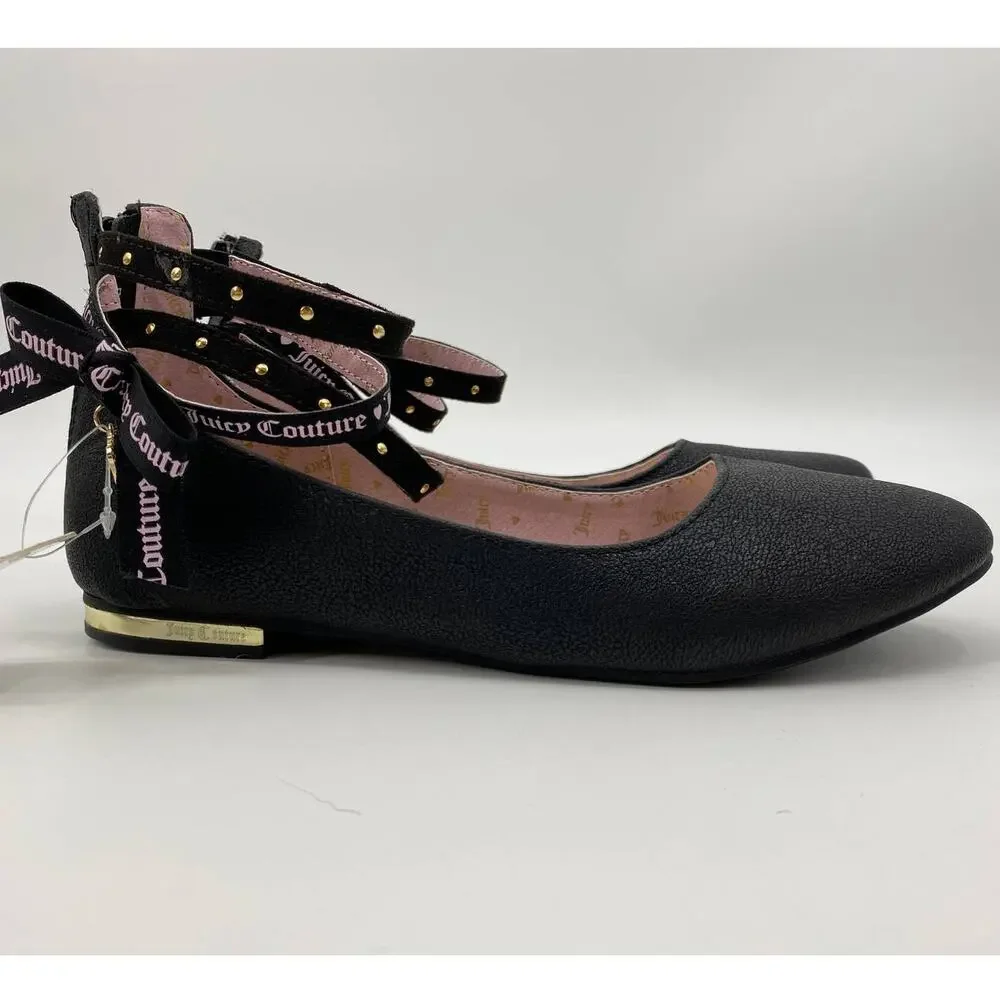 Juicy Couture Girls Santa Barbara Flat Gold Black Shoes NEW Size: 5